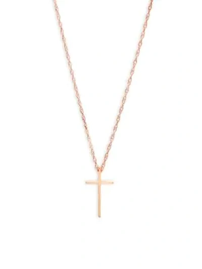 Shop Saks Fifth Avenue 14k Rose Gold Cross Necklace