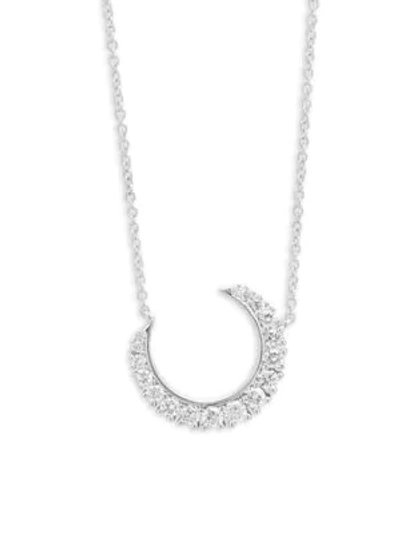 Shop Saks Fifth Avenue Diamond And 14k White Gold Crescent Pendant Necklace