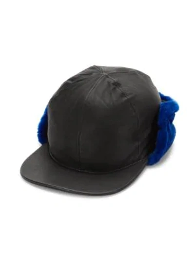 Shop Ugg Faux Fur-lined Shearling Leather Hat In Black Multi