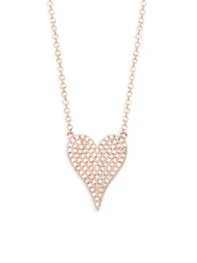 Shop Saks Fifth Avenue 14k Rose Gold Diamond Heart Pendant Necklace
