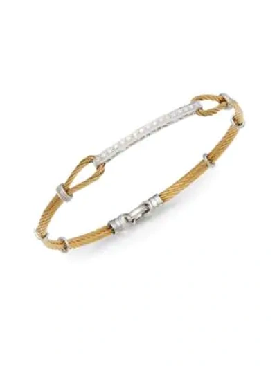 Shop Alor Diamond, 18k Yellow Gold & Steel Bracelet
