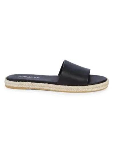 Shop J/slides Ronnie Leather Espadrille Slides In Black