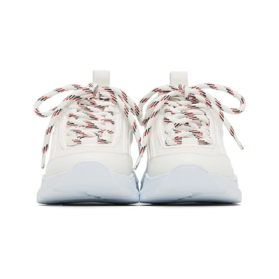 Shop Msgm White And Red Logo College Back Patch Sneakers In 01 White