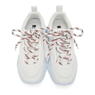 Shop Msgm White And Red Logo College Back Patch Sneakers In 01 White