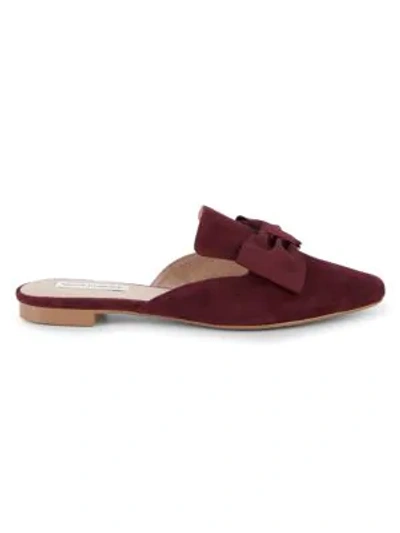 Shop Saks Fifth Avenue Bow Suede Mules In Mulberry