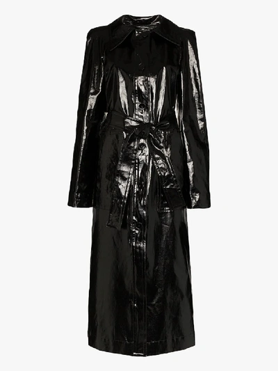 Shop Lemaire Coated Linen Trench Coat In Black