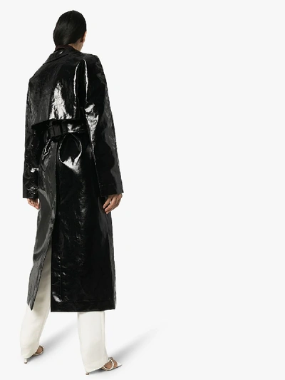 Shop Lemaire Coated Linen Trench Coat In Black