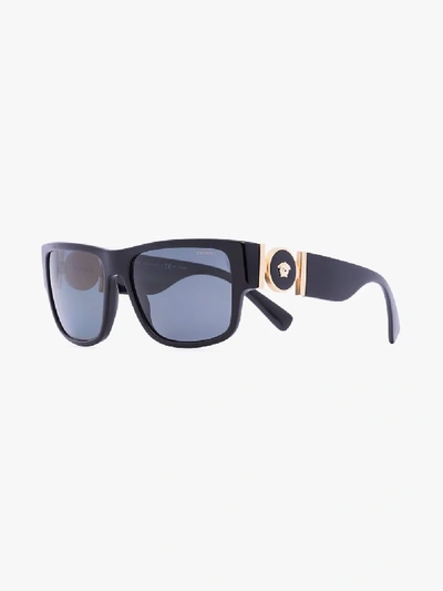 Shop Versace Black Medusa Square Sunglasses