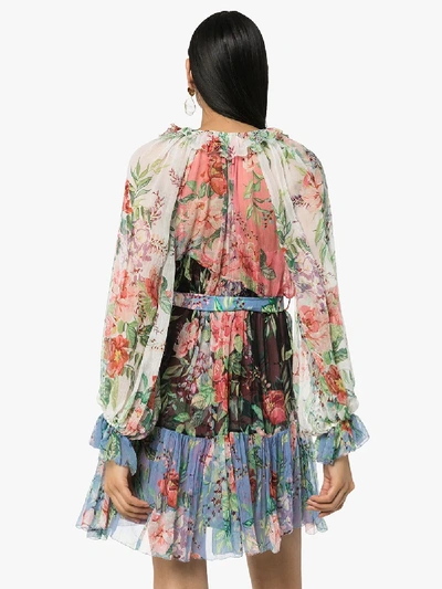Shop Zimmermann Multicolour Bellitude Spliced Floral Silk Dress