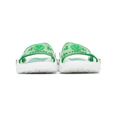 Shop Versace Green Jungle Print Pool Slides In Kfgz Green