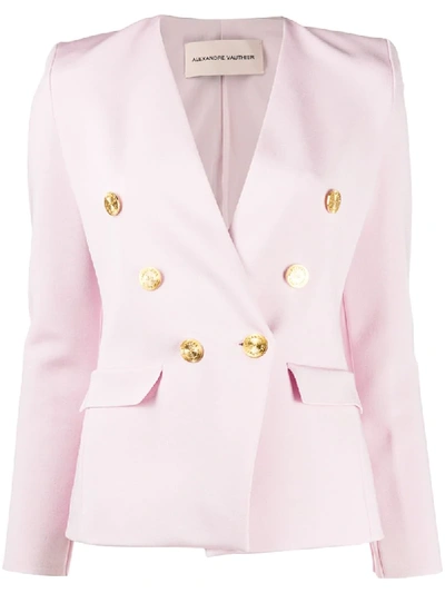 Shop Alexandre Vauthier Cady Collarless Blazer Jacket In Pink