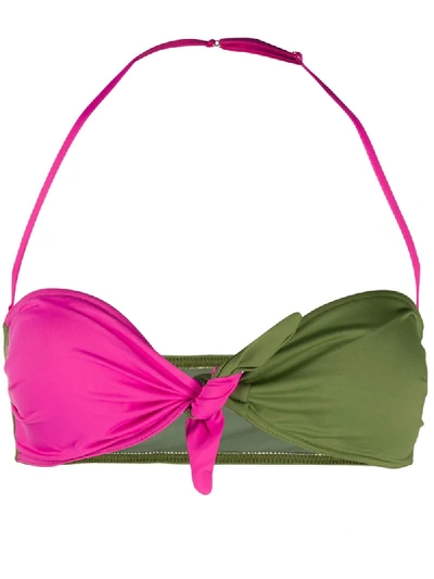 Shop Mc2 Saint Barth Andy Two-tone Bikini Top In Green