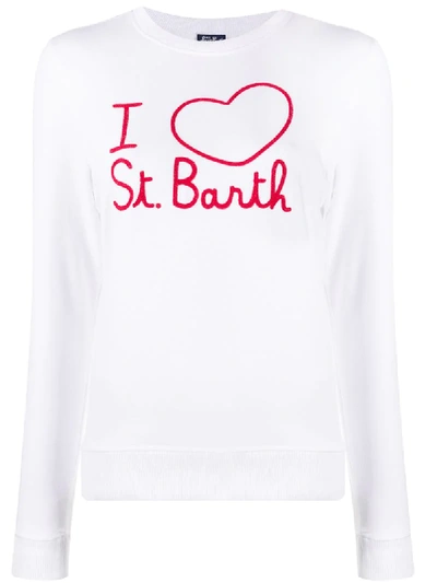 Shop Mc2 Saint Barth Embroidered Long-sleeved Top In White