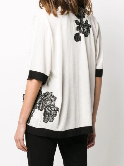 Shop Antonio Marras Floral Embroidered Cardigan In White