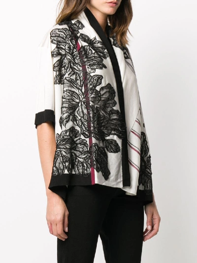 Shop Antonio Marras Floral Embroidered Cardigan In White