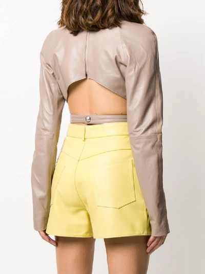 Shop Manokhi Jules Leather Blouse In Neutrals