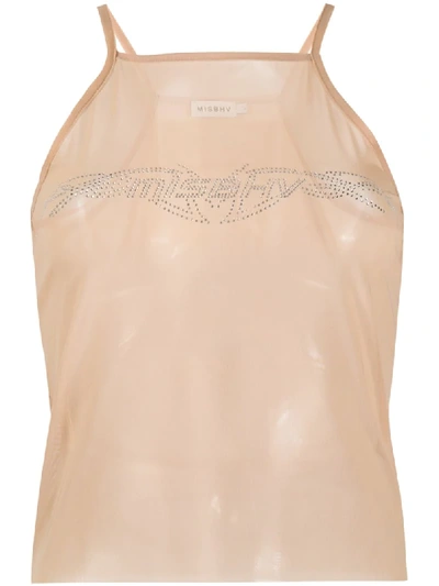 Shop Misbhv Crystal-logo Tank Top In Neutrals