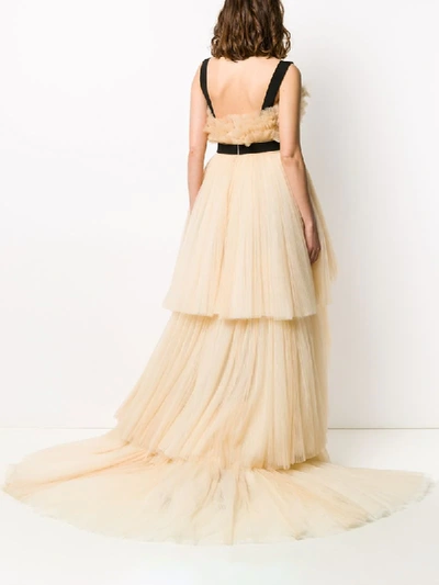 Parlor Layered Tie-waist Gown In Neutrals