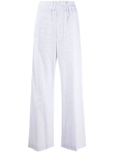 Shop Jejia Grid Check High-rise Wide-leg Trousers In White