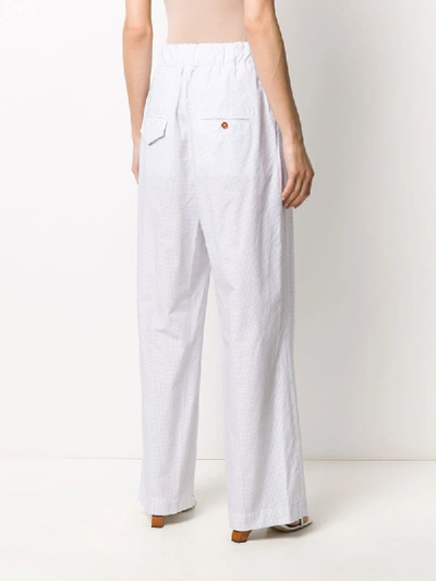 Shop Jejia Grid Check High-rise Wide-leg Trousers In White