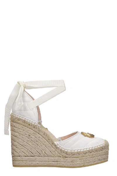 Shop Gucci Wedges In White Leather