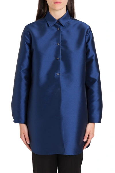 Shop Alberto Biani Over Shirt In Duchesse In Blu