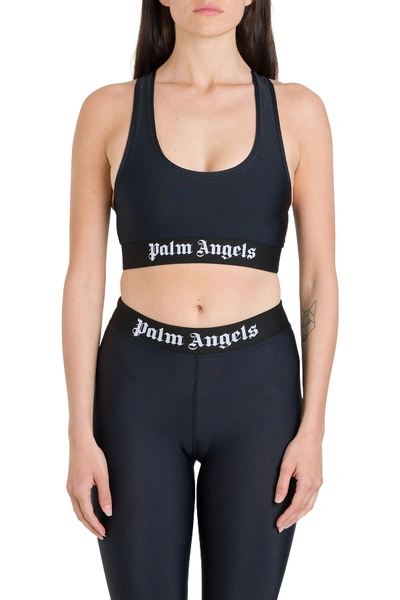 Shop Palm Angels Logoed Sport Bra In Nero