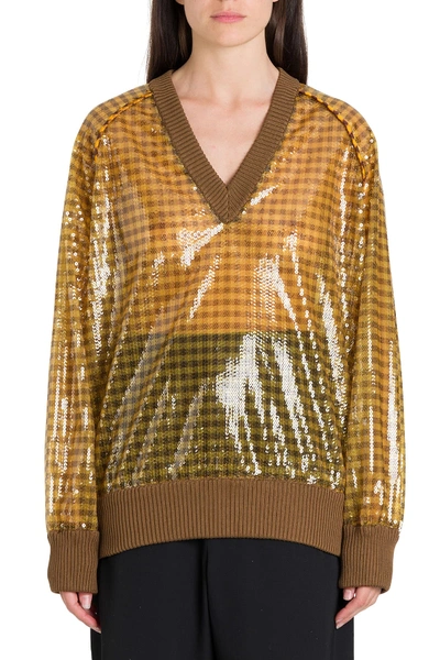 Shop Fendi Sequined Pullover With Vichy Pattern In Multicolor