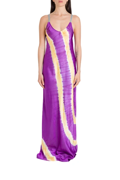 Shop Palm Angels Tie-dye Printed Slip Dress In Viola