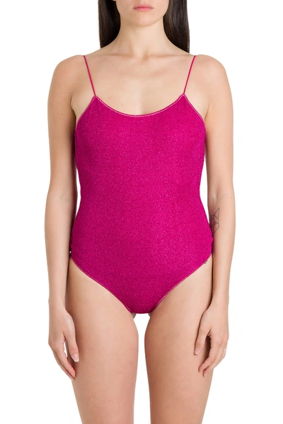 Shop Oseree Lumiere Maillot One-piece Swimsuit In Fucsia