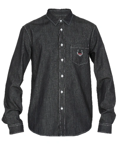 Shop Kenzo Cotton Jeans Shirt In Navy Blue