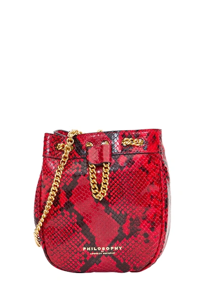 Shop Philosophy Di Lorenzo Serafini Bucket Bag In Python Embossed Leather In Rosso