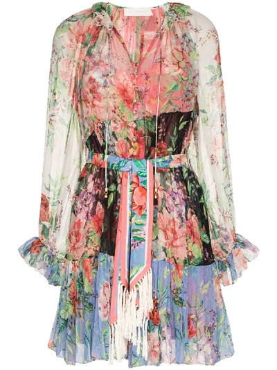 Shop Zimmermann Bellitude Spliced Short Dress In Multicolour