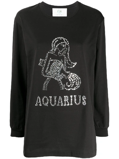 Shop Alberta Ferretti Aquarius Crystal-embellished Sweatshirt In Black
