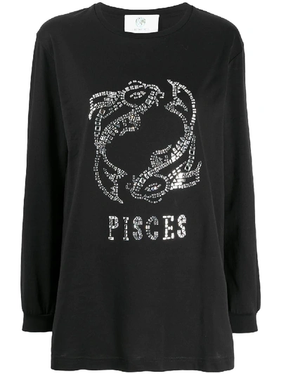 Shop Alberta Ferretti Pisces Crystal-embellished Sweatshirt In Black