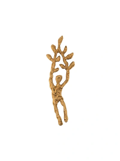 Shop Marni Hammered Figure Brooch In Gold