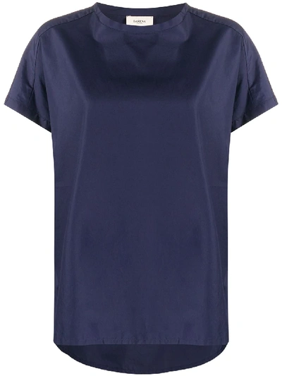 Shop Barena Venezia Cotton Short Sleeve Top In Blue