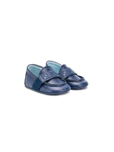 Shop Fendi Ff Strap Pre-walkers In Blue