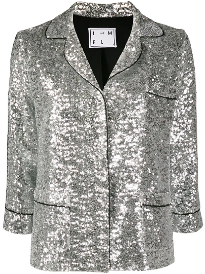 Shop In The Mood For Love Sofia Sequined Jacket In Silver
