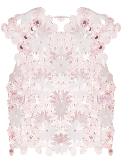 Shop Rabanne Floral Link Sleeveless Top In Pink