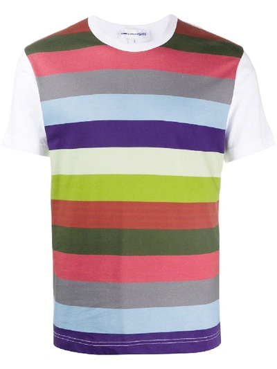 Shop Comme Des Garçons Shirt Striped Print T-shirt In White