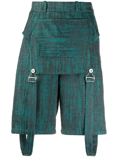 Shop Thebe Magugu Patterned Dungaree Shorts In Green