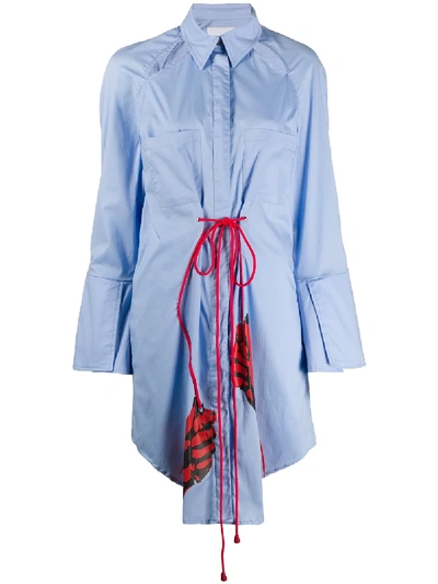 Shop Thebe Magugu Long Drawstring Shirt Dress In Blue