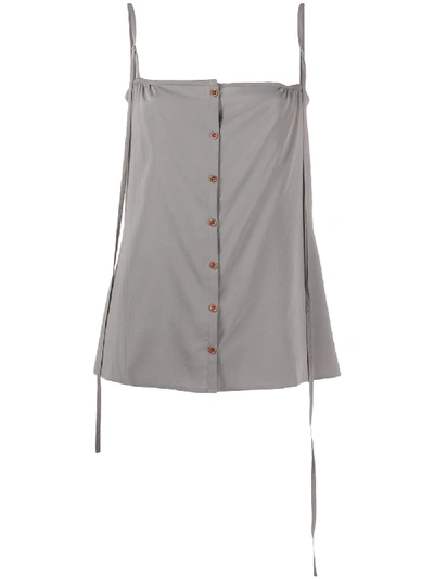 Shop Lemaire Buttoned Square-neck Top In Grey