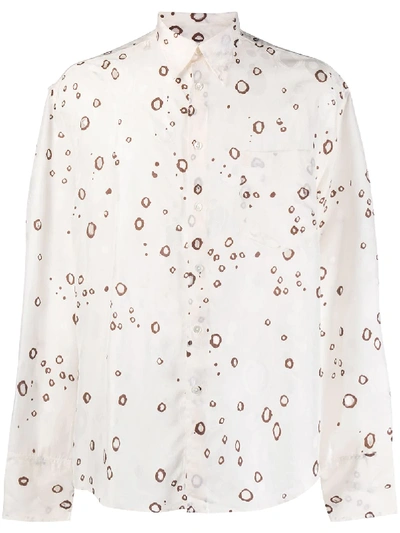 Shop Cmmn Swdn Abstract-print Long Sleeve Shirt In Neutrals