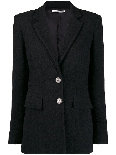 Shop Alessandra Rich Single-breasted Tweed Blazer In Black