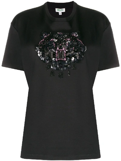Shop Kenzo Tiger Embellished T-shirt In Black