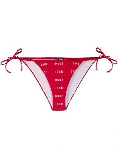 Shop Dsquared2 Logo Print Bikini Bottoms In Red