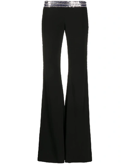 Shop Balmain Sequin-embellished Flared Trousers In Black