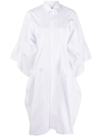 Shop Junya Watanabe Ruffled-cuff Shirt Dress In White